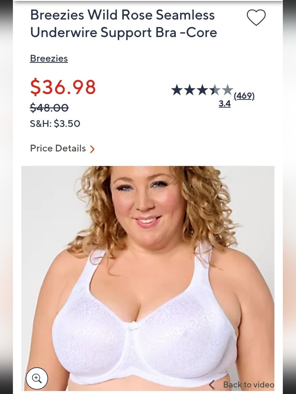 Breezies TWO Wild Rose Seamless Underwire Support Bra's White 44C Exact Same 2